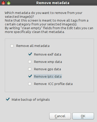 Remove metadata