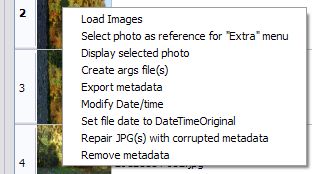 Context menu with photos loaded